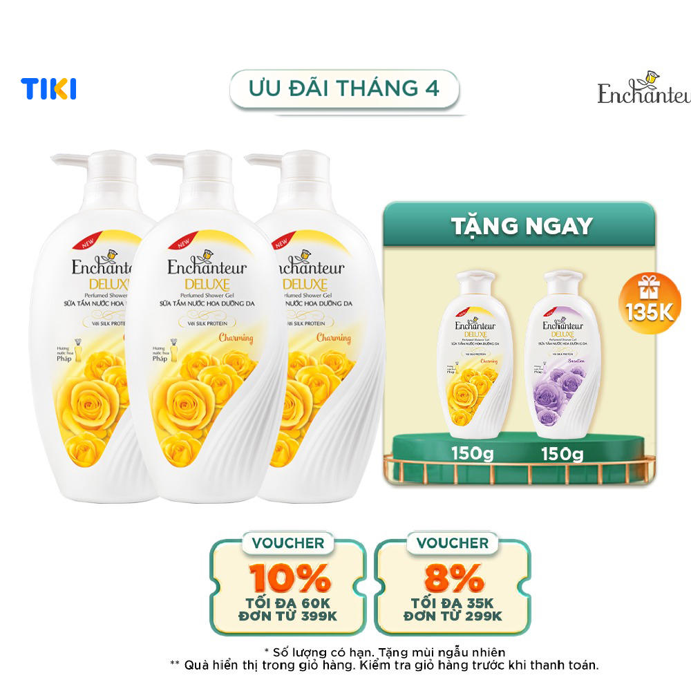 Combo 3 Sữa tắm hương nước hoa Enchanteur Charming 650grChai