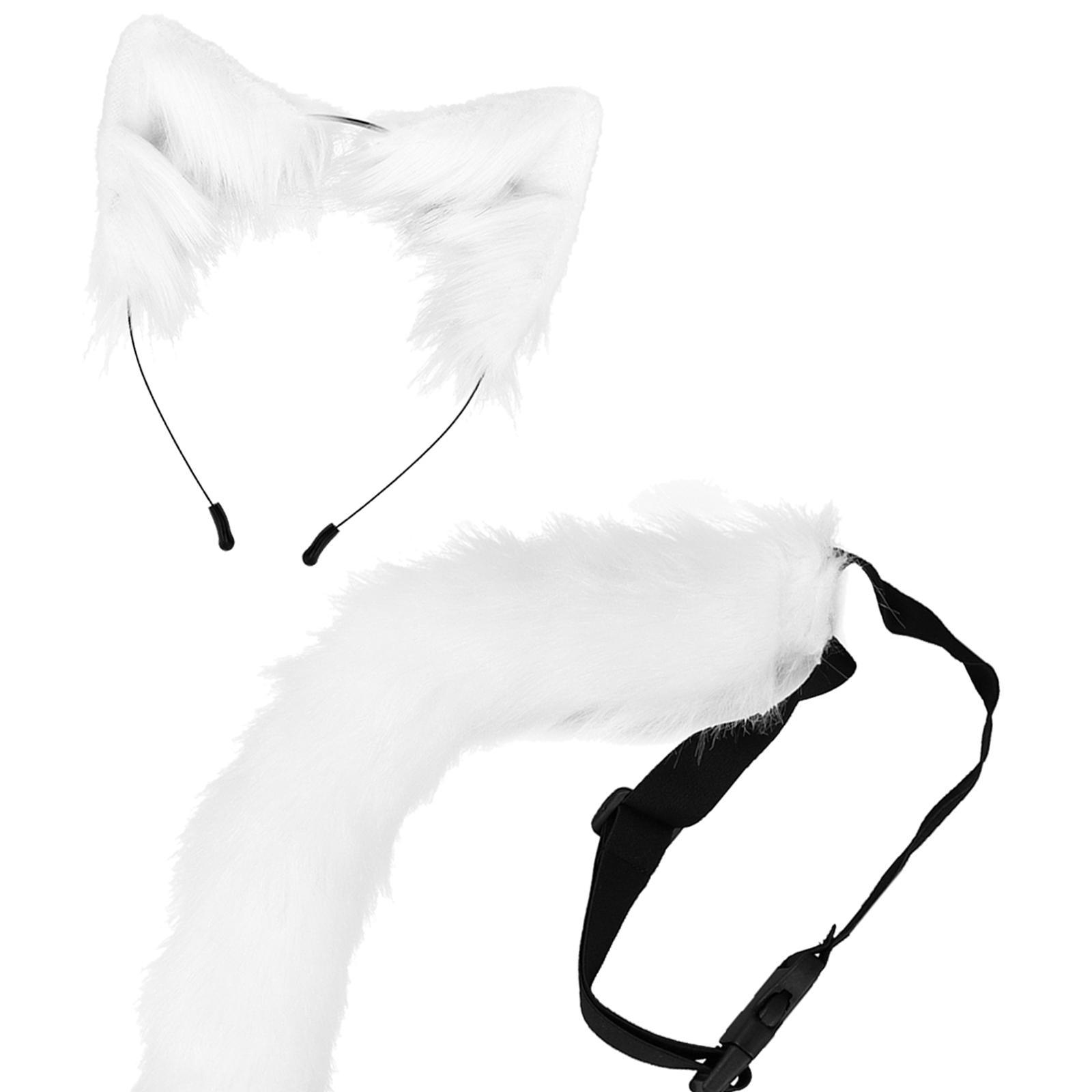 Faux  Ears and Tail Set Ear Headband Gift Animal Themed Parties Photo Props Animals Ears and Tail Cosplay Costume for Graduation Ceremony