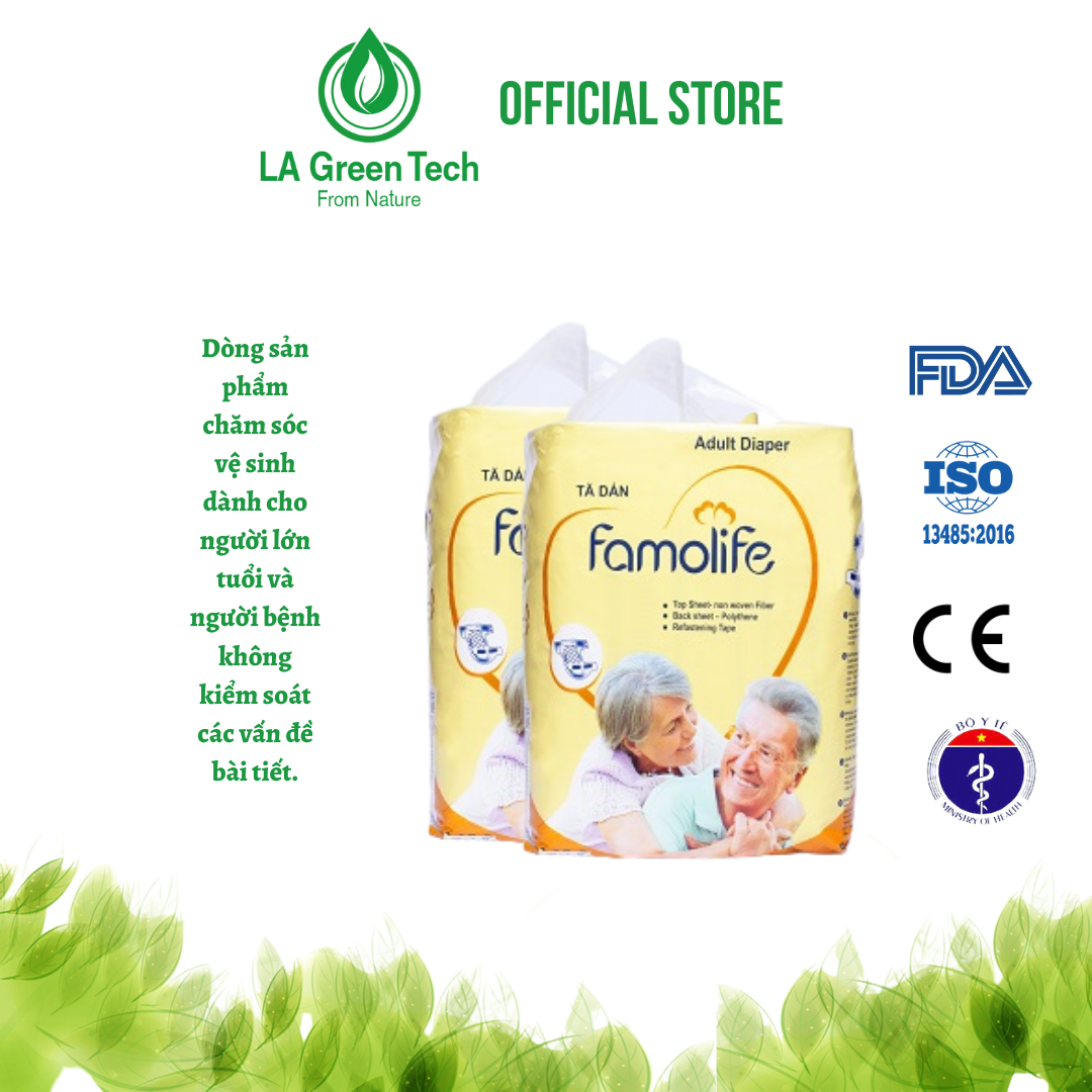 Tã dán người già FAMOLIFE Cao Cấp mềm mại, thấm hút, chuẩn chất lượng Châu Âu - Gói 10 Miếng