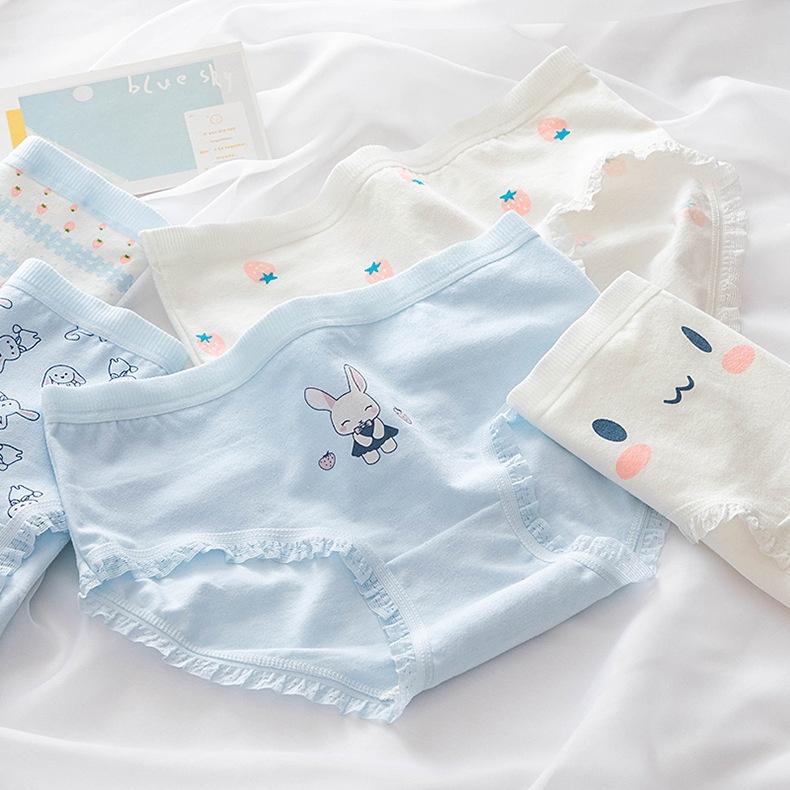 Quần Lót Nữ Cotton Kháng Khuẩn Hình Thỏ-Dâu Tây Ngang Eo Thời Trang . Hàng Loại Đẹp.