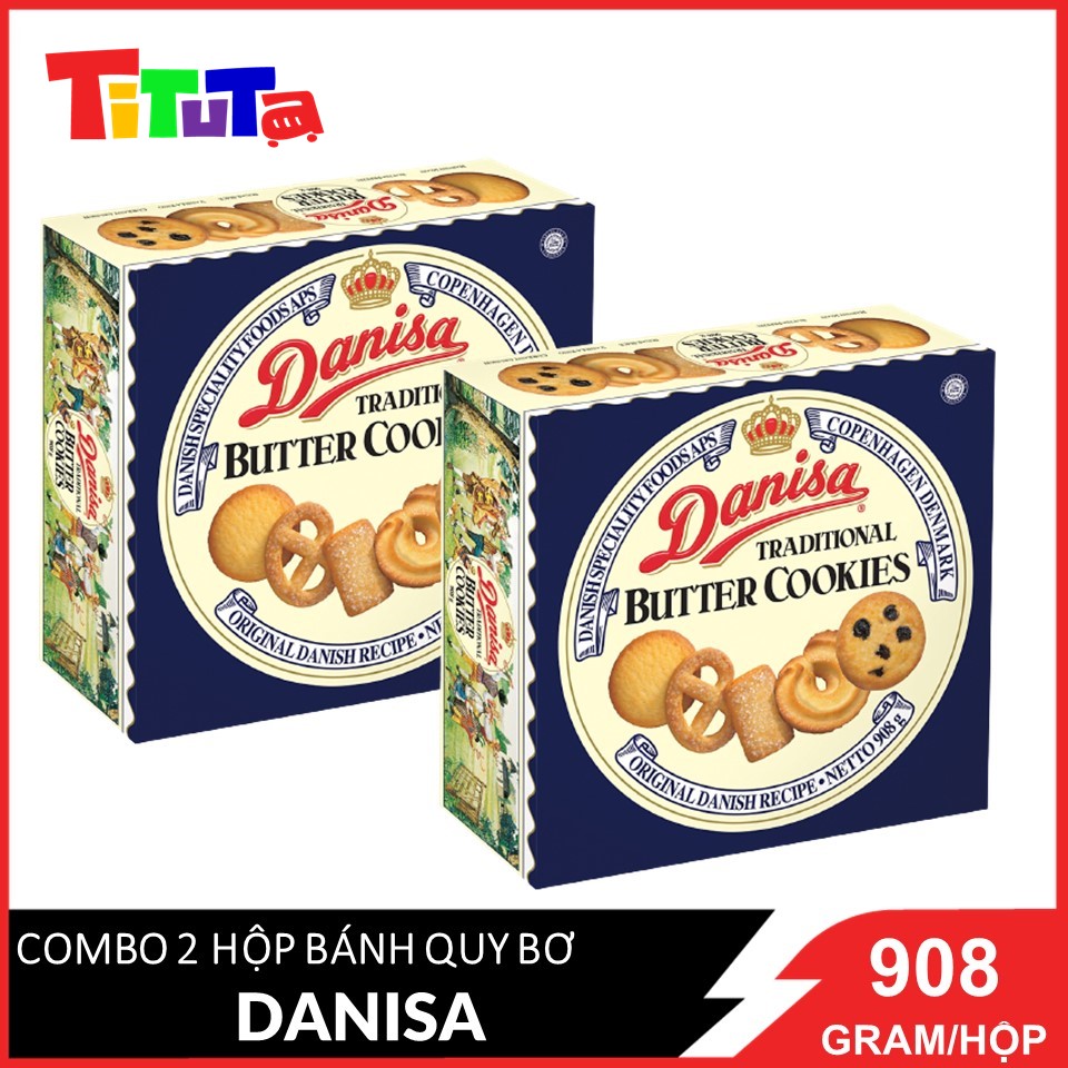 Combo 2 hộp Bánh quy bơ Danisa Size đại Hộp 908gX2 (date mới)