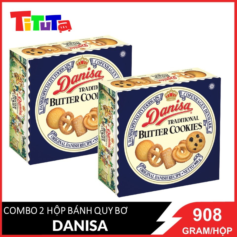 Combo 2 hộp Bánh quy bơ Danisa Size đại Hộp 908gX2