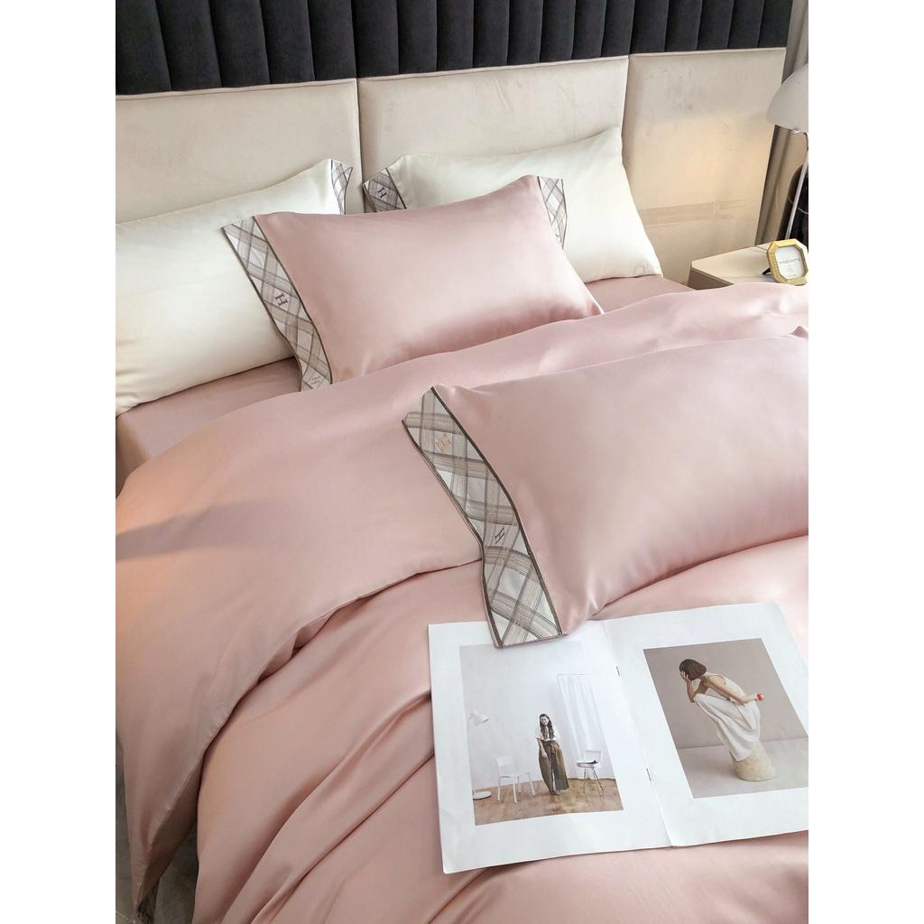 Bộ chăn ga gối 100%Tencel 120s cao cấp Phối Viền kiểu Candy, phong cách châu âu sang trọng cổ điển