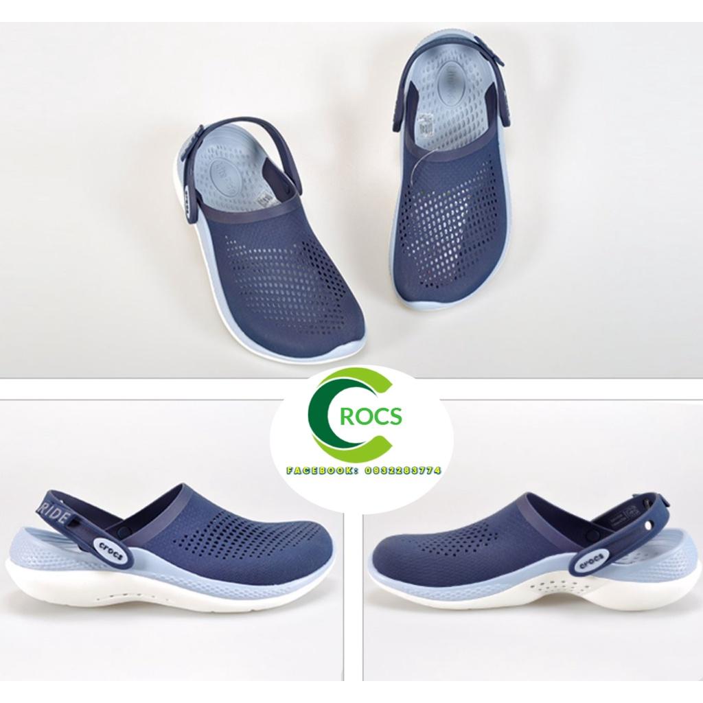 Dép sục nhựa đi mưa chống hôi chân CrocsCroslite Literide 360 clog màu Navy