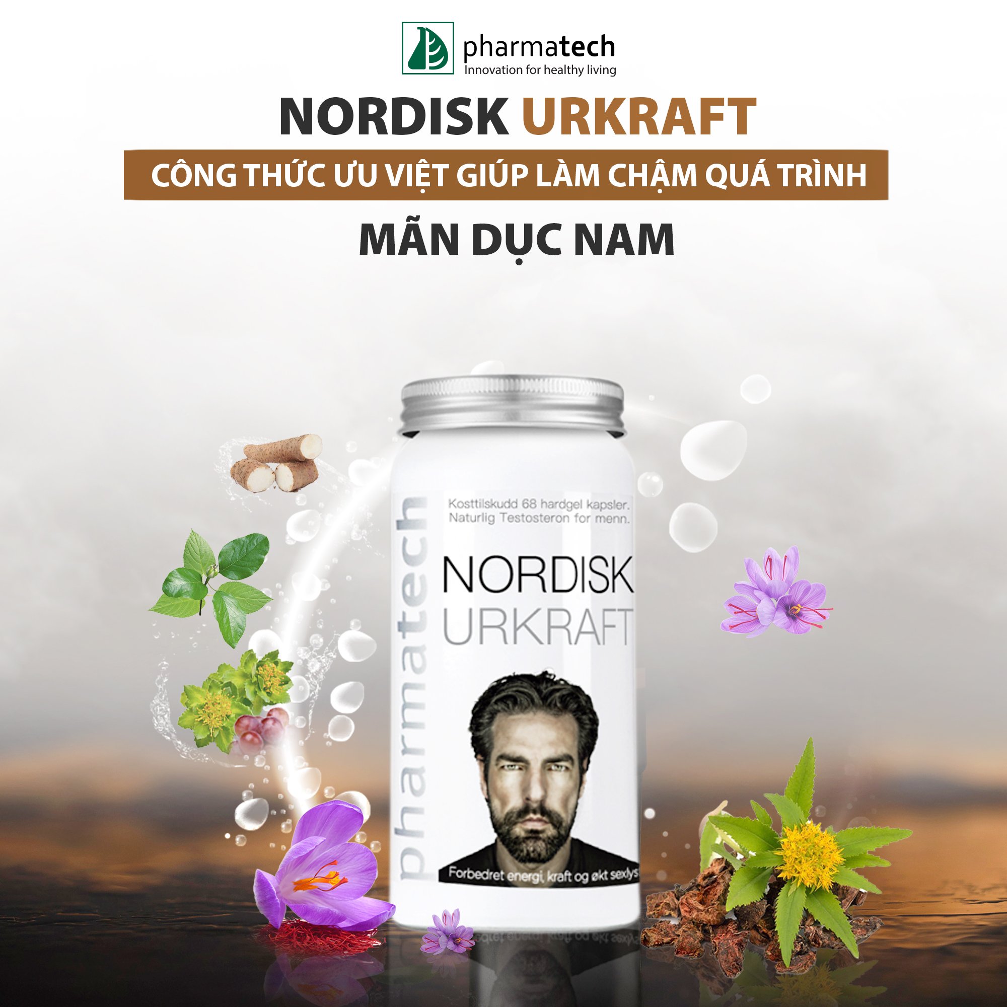 Combo Viên uống hỗ trợ sinh lý nam Nordisk Urkraft lọ 68 viên