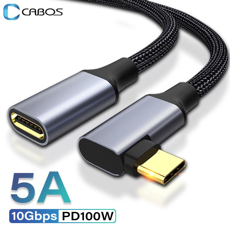 Cáp mở rộng 5A USB C Loại C 3.1 PD100W Sạc nhanh Bộ mở rộng cáp từ đầu đực sang đầu cái Khuỷu tay 90 độ Đầu nối USB C góc phải Màu sắc: Kiểu góc phải