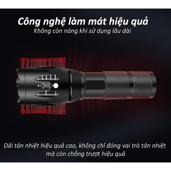 Đèn Pin Siêu Sáng - Đèn Pin XML-T6 Cầm Tay 5 Chế Độ Sáng, Sạc Pin Được Đầy Đủ Phụ Kiện