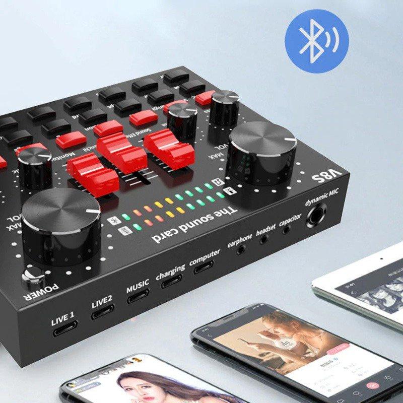 Combo Sound card V8S+ Micro AT808 Cao Cấp sản phẩm card âm thanh nâng cấp, thêm mic thu âm cao cấp