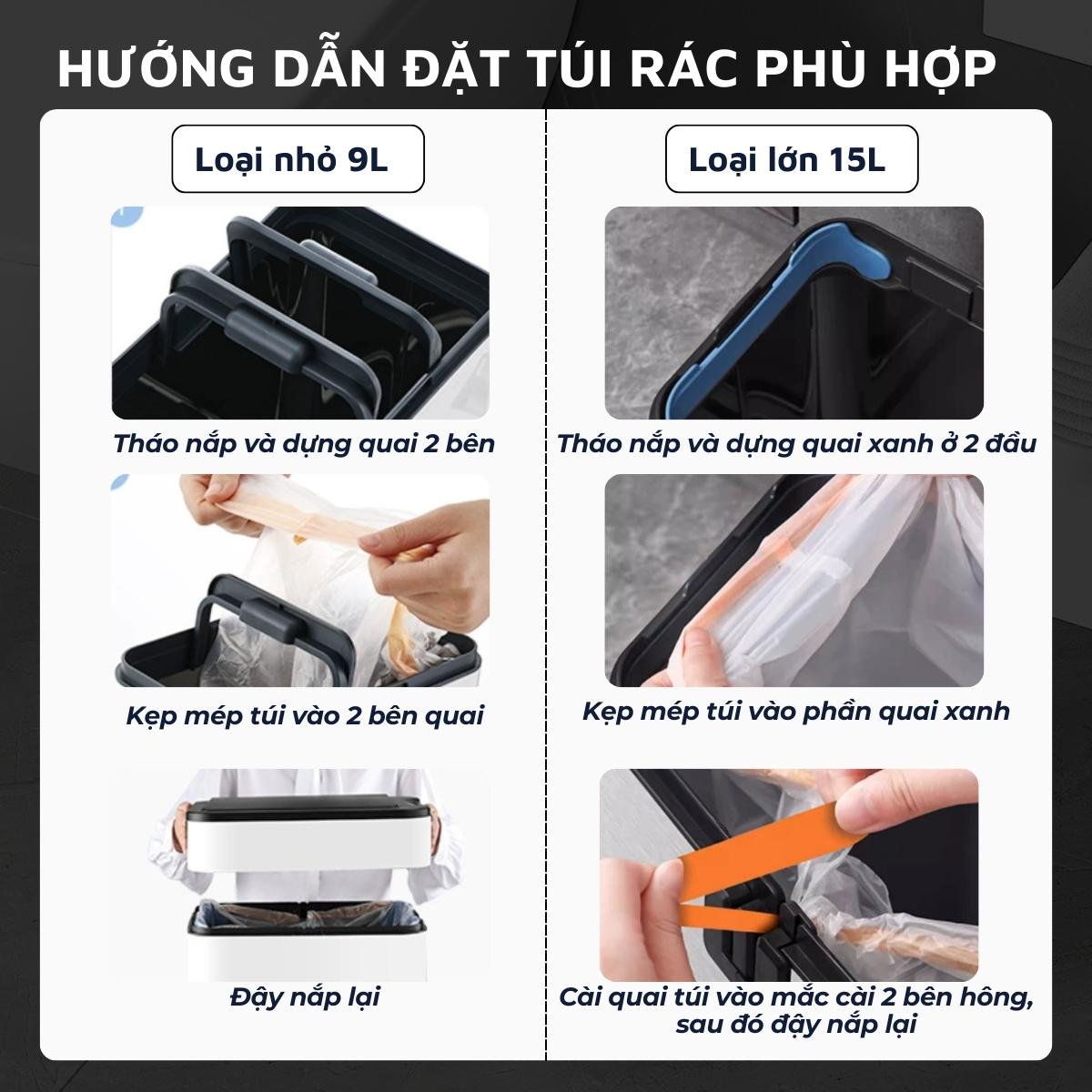 Thùng rác thông minh cảm ứng tự động đóng mở DandiHome - Tặng pin sạc Micro usb