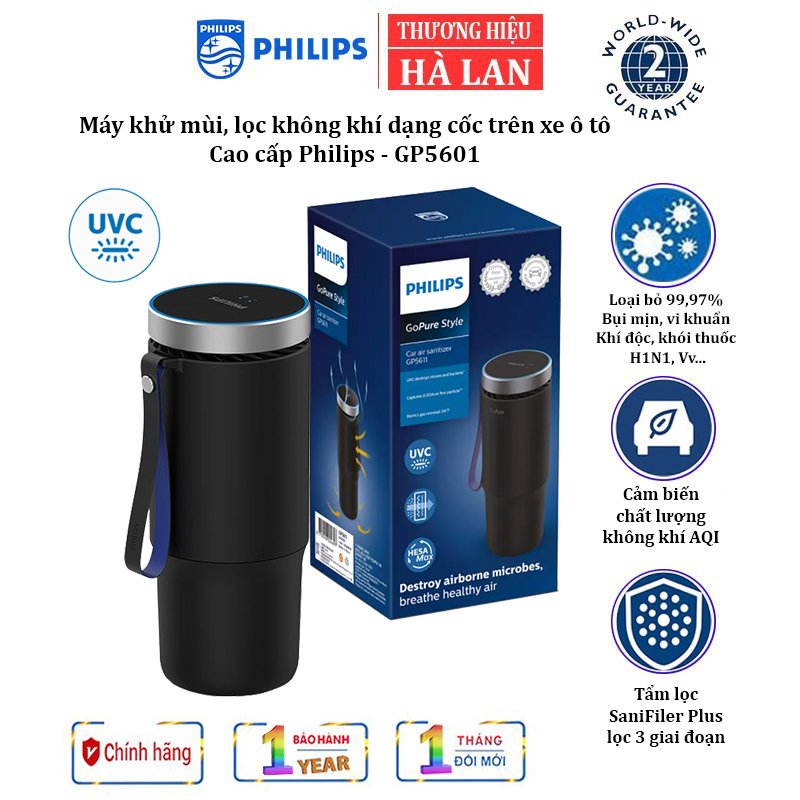 Máy khử mùi, lọc không khí dạng cốc trên xe ô tô Philips GP5601