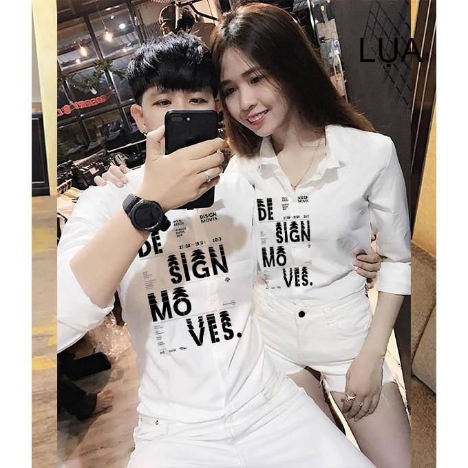 Áo Đôi Sơ Mi In Chữ Siêu Đẹp | Áo Sơ Mi Cặp Nam Nữ Đẹp