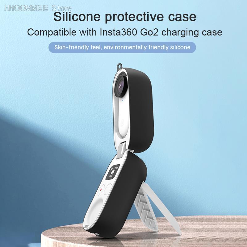 Vỏ bảo vệ silicon với nắp ống kính cho Insta360 Go 2 Bộ ảnh bảo vệ silicon phụ kiện máy ảnh hành động thể thao ổn định