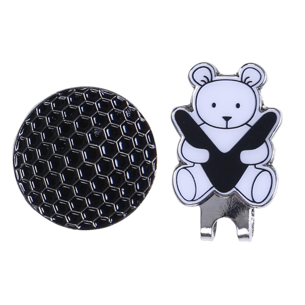 Golf Hat Clip with Detachable Golf Ball Marker Bear Pattern Black