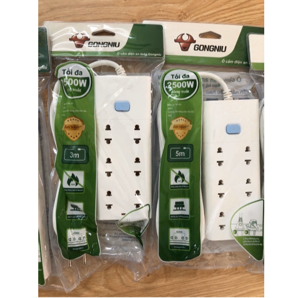 Ổ Cắm Điện Gongniu 6 Ổ 1 Công tắc 2500W/10A - hàng Chính Hãng