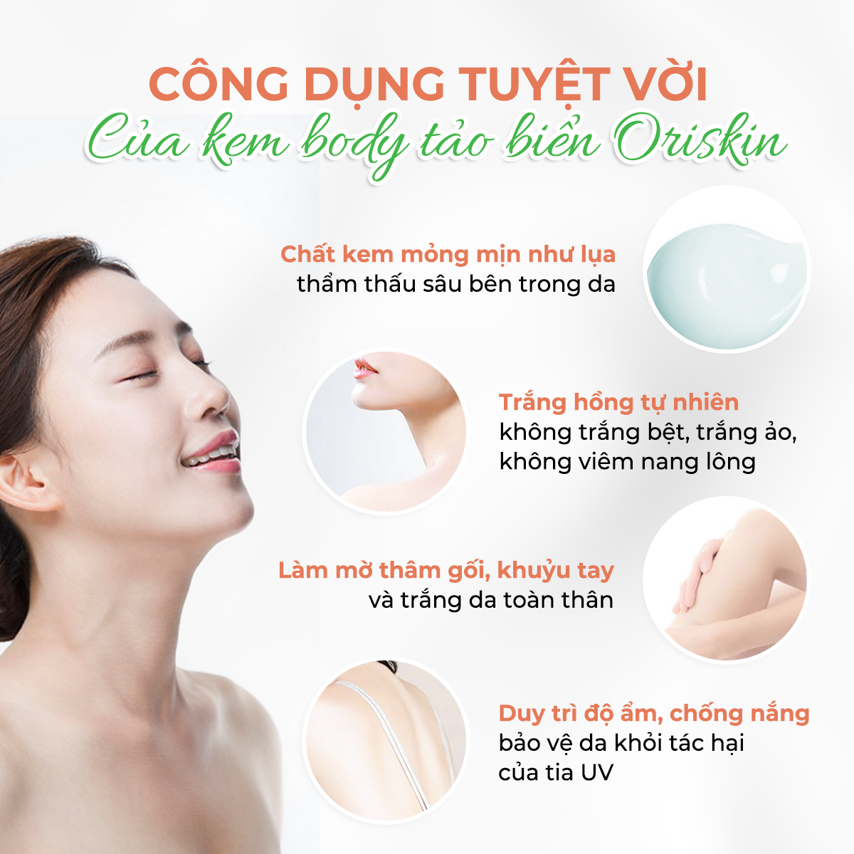 Kem Dưỡng Trắng Da Body Oriskin Body Skin Up Whitening Cream, Dưỡng Trắng Da Toàn Thân