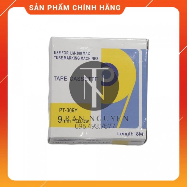 Băng nhãn in MAX PT-309Y - Đen nền vàng 9mm x 8m - Hàng nhập khẩu