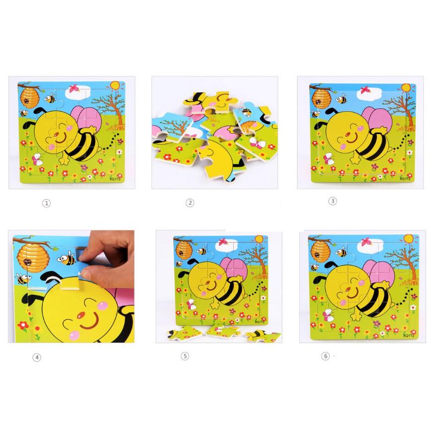 Đồ chơi tranh ghép gỗ 9 miếng hình động vật - giao thông cho bé