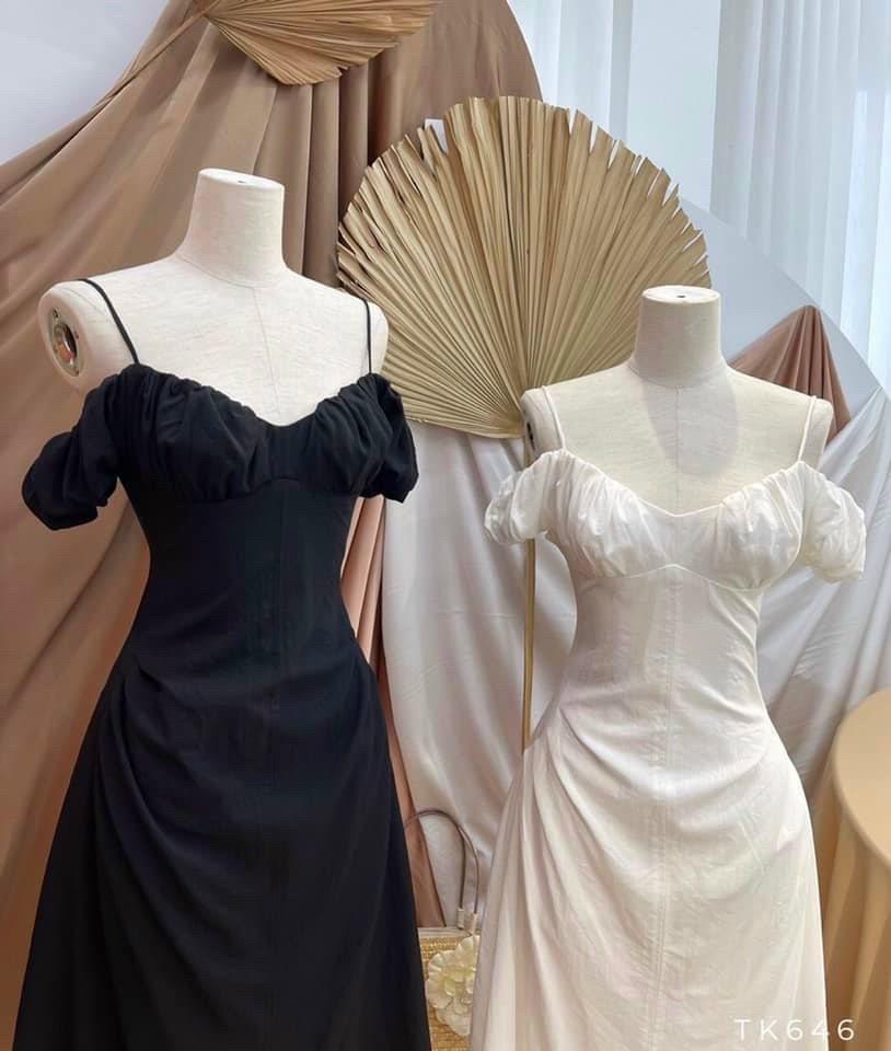 ĐẦM MAXI TRỄ VAI XẾP EO 80720878 [MỎ CHU SHOP