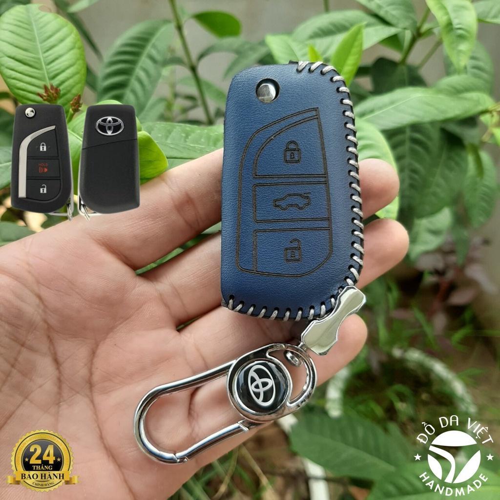 Bao Da Chìa Khóa TOYOTA Altis 14-18, Innova 17-23, Fortuner chìa gập. Da Bò nhập khẩu, Khắc Tên + Số ĐT
