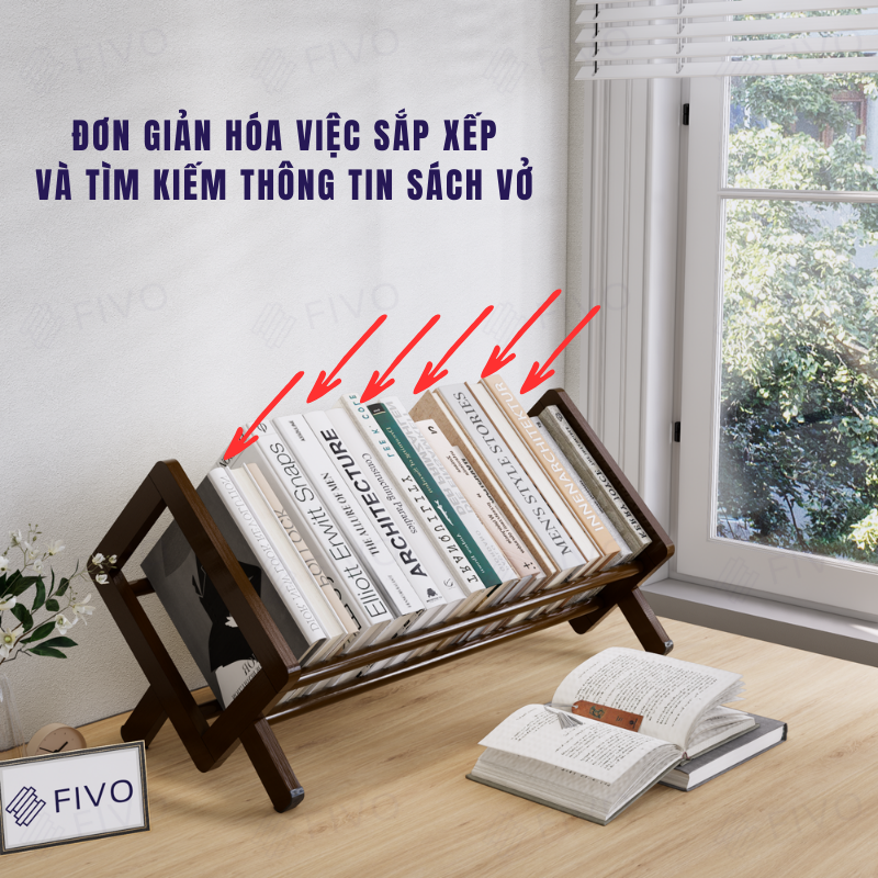 Kệ Sách Gỗ Tre Tự Nhiên Để Bàn Mini FB28 FIVO Dễ Lắp Ráp, Tiết Kiệm Diện Tích, Decor Trang Trí Bàn Học Và Bàn Làm Việc