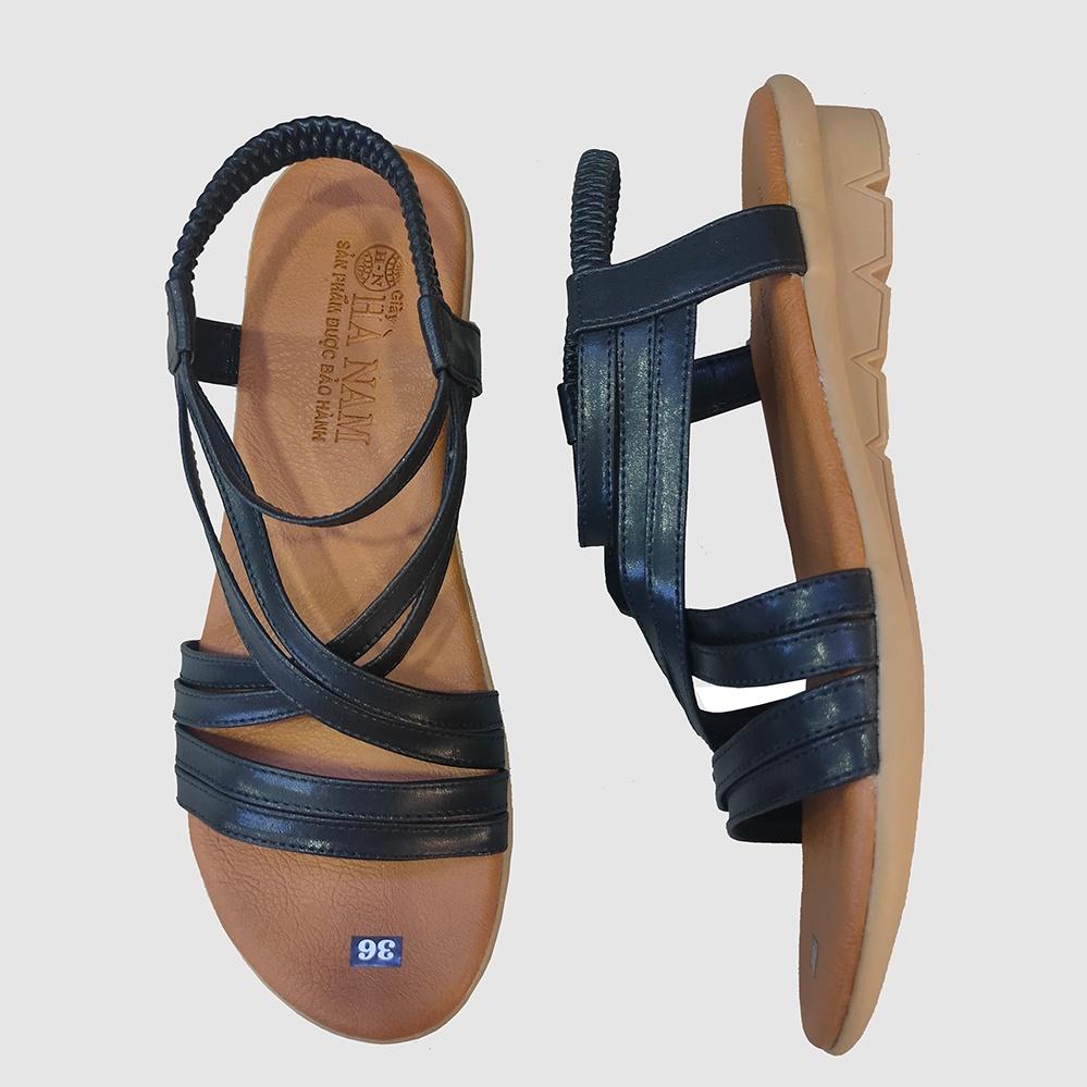 Giày Sandal Nữ Đế Bệt HÀ NAM Da Bò Thật Thời Trang Cao Cấp DNU2112c