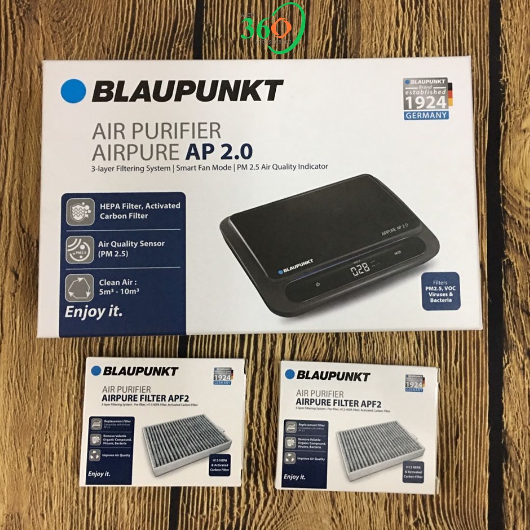 Máy Lọc Không Khí Ô Tô Cao Cấp Blaupunkt Airpure AP 2.0 Không Một Tiếng Ồn, Sử Dụng Bộ Lọc Hepa Lọc Không Khí - Khử Mùi, 3 Vị Trí Đặt Nhờ Dây Dẫn Dài 4m