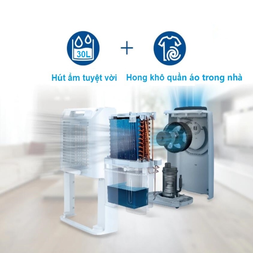 HÀNG CHÍNH HÃNG - Máy hút ẩm Philips DE3203/00, công suất 395W, dung tích bình chứa nước 4 Lít