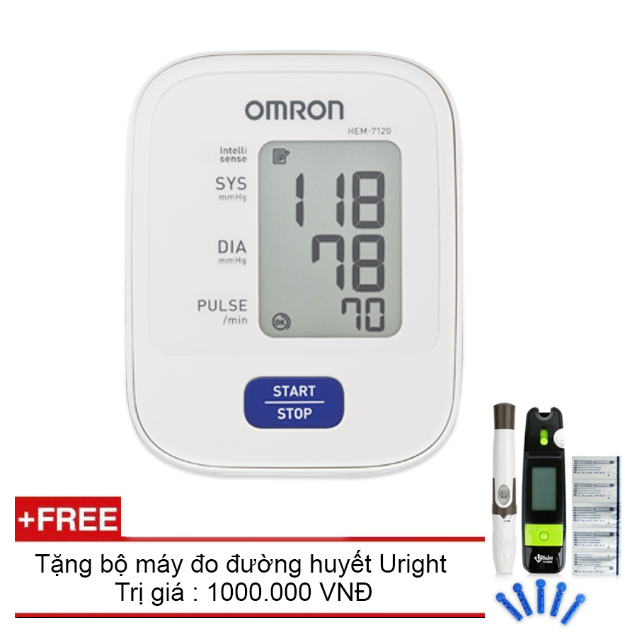 Máy Đo Huyết Áp Bắp Tay Omron Hem-7120 + Nguồn +  Tặng máy đo đường huyết TD - 4265