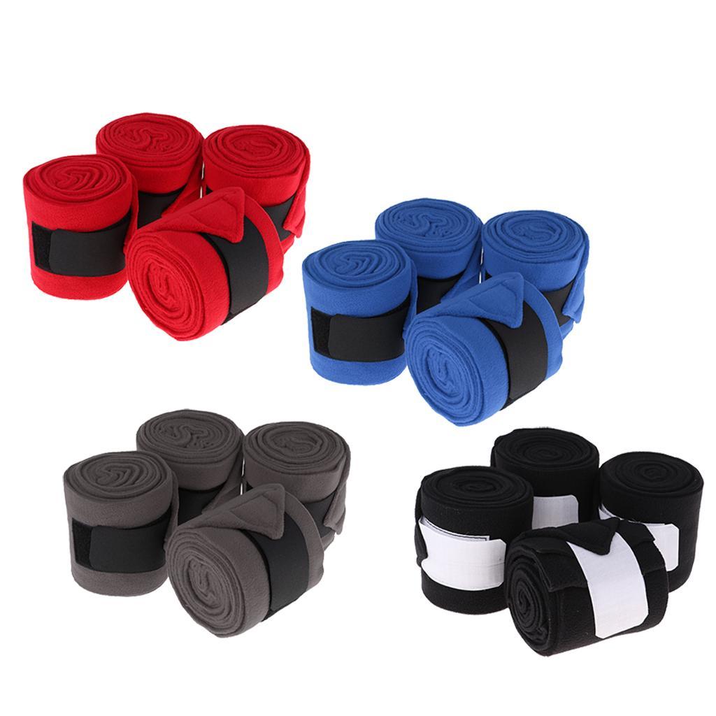 4 Rolls Fleece Leg Wraps Horse Equestrian Boots Bracer Leg Protection Wraps -