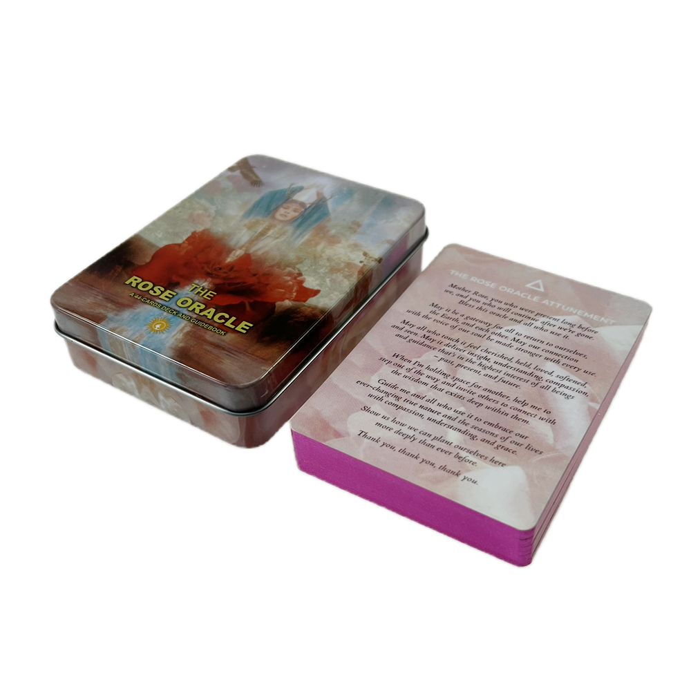 Bộ Bài The Rose Oracle Hộp Thiếc 44 Lá 98x68 Mm Tặng Đá Thanh Tẩy