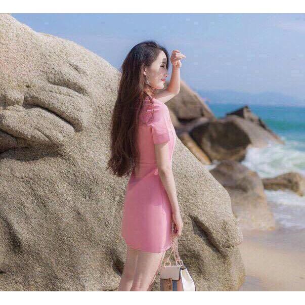 Đầm Suông Đính Nút Nhẹ Nhàng Nữ Tính,chất Lụa Cát co giãn nhẹ,thoáng mát,thích hợp công sở,đi chơi,tiệc nhỏ