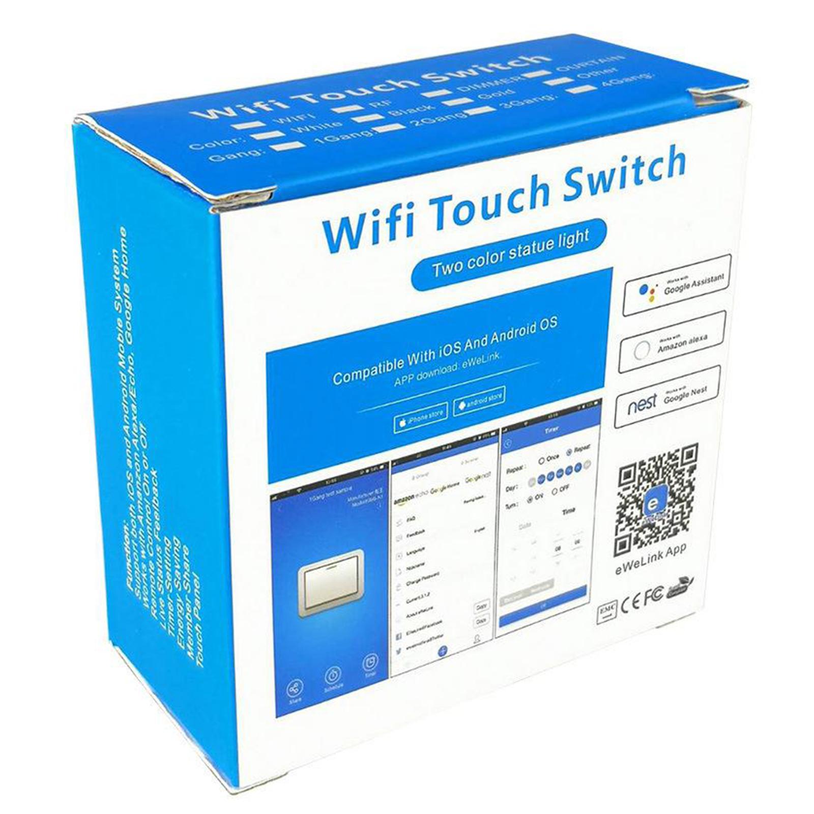 Luxury WIFI Wall Touch Home LED Light Smart Switch Remote Control 1 Gang