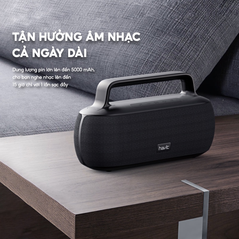 Loa Bluetooth HAVIT SK816BT Du Lịch Công Suất 30W, BT 5.0, Kháng IPX6, Thời Gian Chơi Nhạc Lến Đến 15h - Hàng Chính Hãng