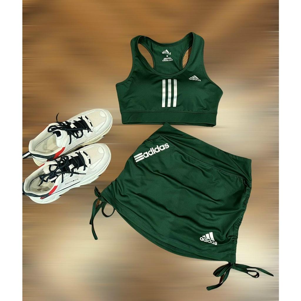 Đồ tập gym nữ bộ tập gym zumba erobic nữ áo bra quần váy 2 lớp siêu xinh