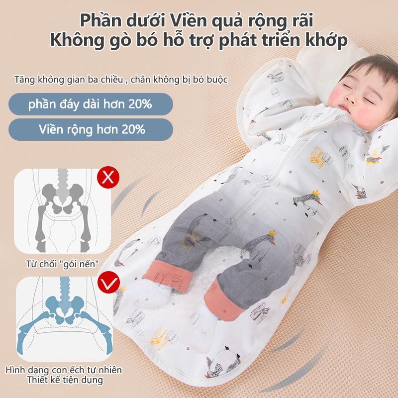 [Einmilk.ân ninh]Túi ngủ cho bé 100% cotton có khóa dây kéo 2 chiều, tiện mở túi ra QSB