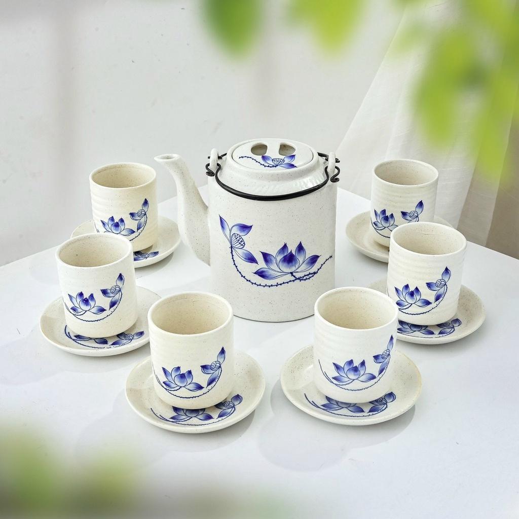 Bộ ấm chén Men vẽ tích 1,5l - Gốm sứ Bát Tràng - Làng Gốm