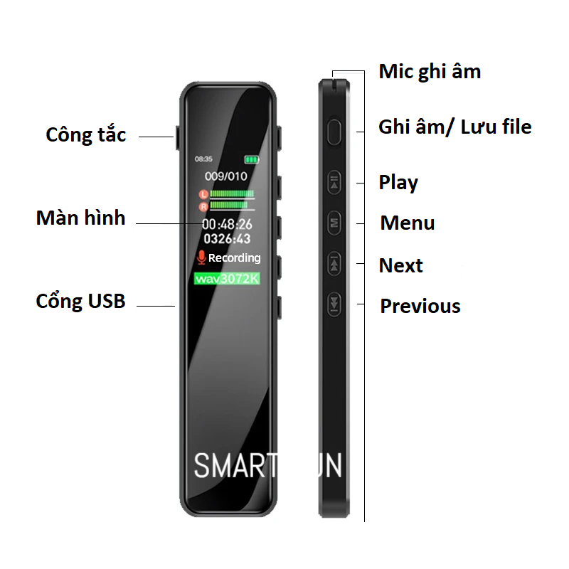 Máy ghi âm chuyên nghiệp siêu lọc âm, pin liên tục 20-30h. Chip thế hệ mới nhất 2024