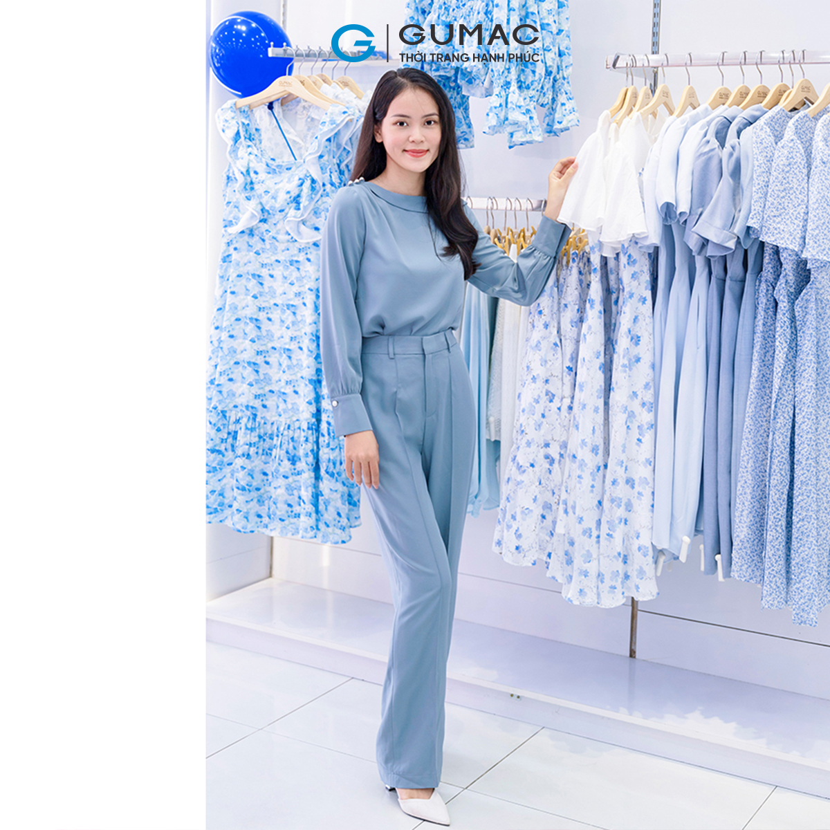 Áo kiểu khoét vai GUMAC AD08058