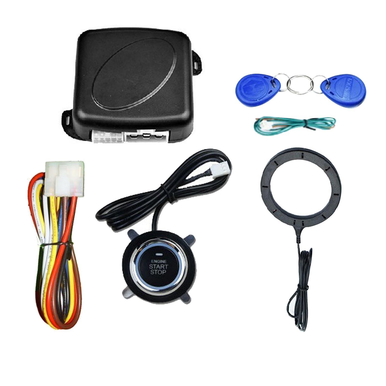 Smart RFID One Key Start System, Anti Theft Alarm System, Safe Lock Car Ignition System Engine Starter for 12V Cars with 2 Smart Key