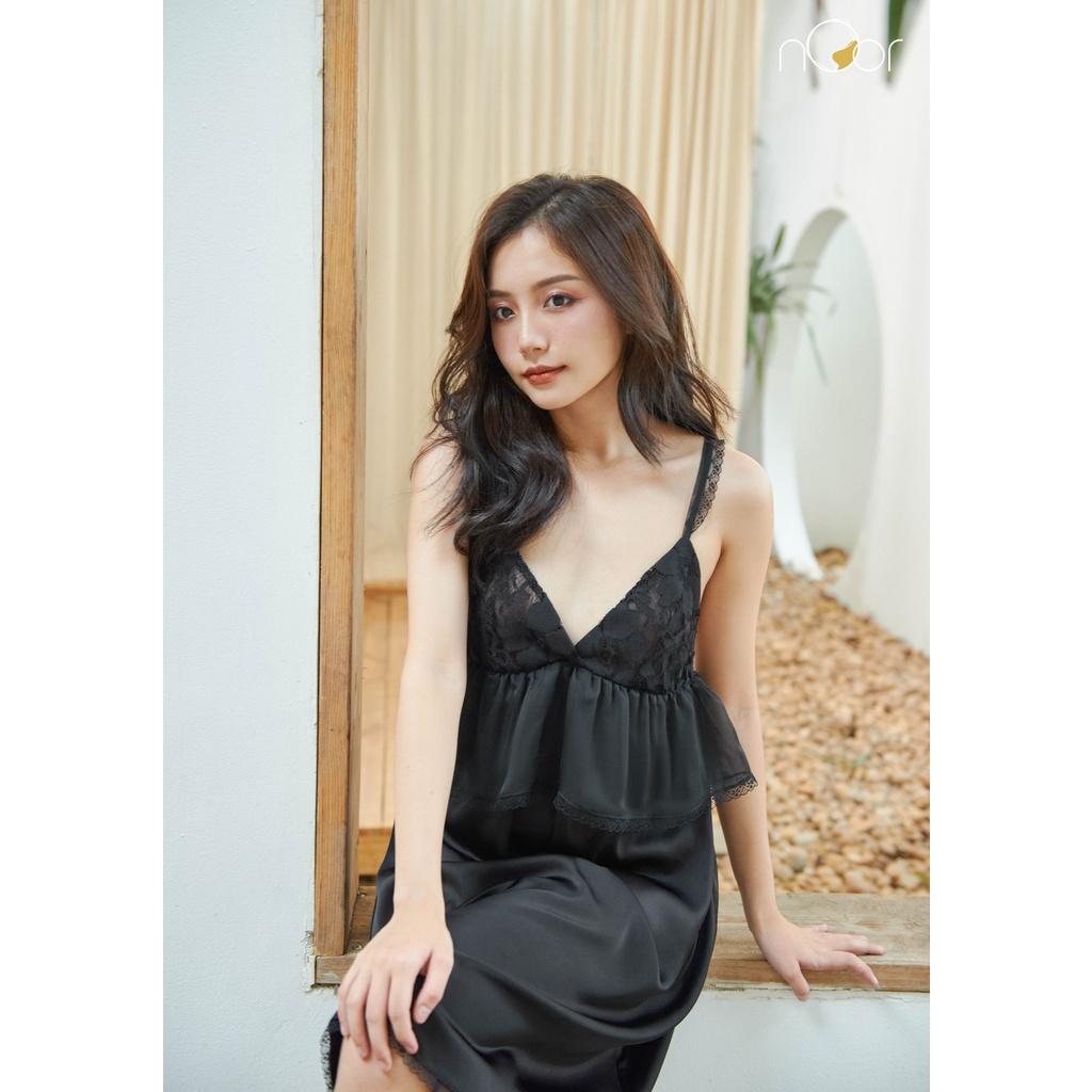 Hình ảnh Váy Ngủ Lụa Hai Dây Cao Cấp Phối Ren Sexy thương hiệu nOor - NV512