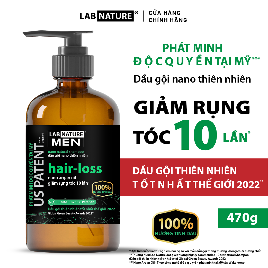 Dầu gội Lab Nature Men Hair-loss 470g - Công nghệ Nano Giảm Rụng Tóc 10 Lần