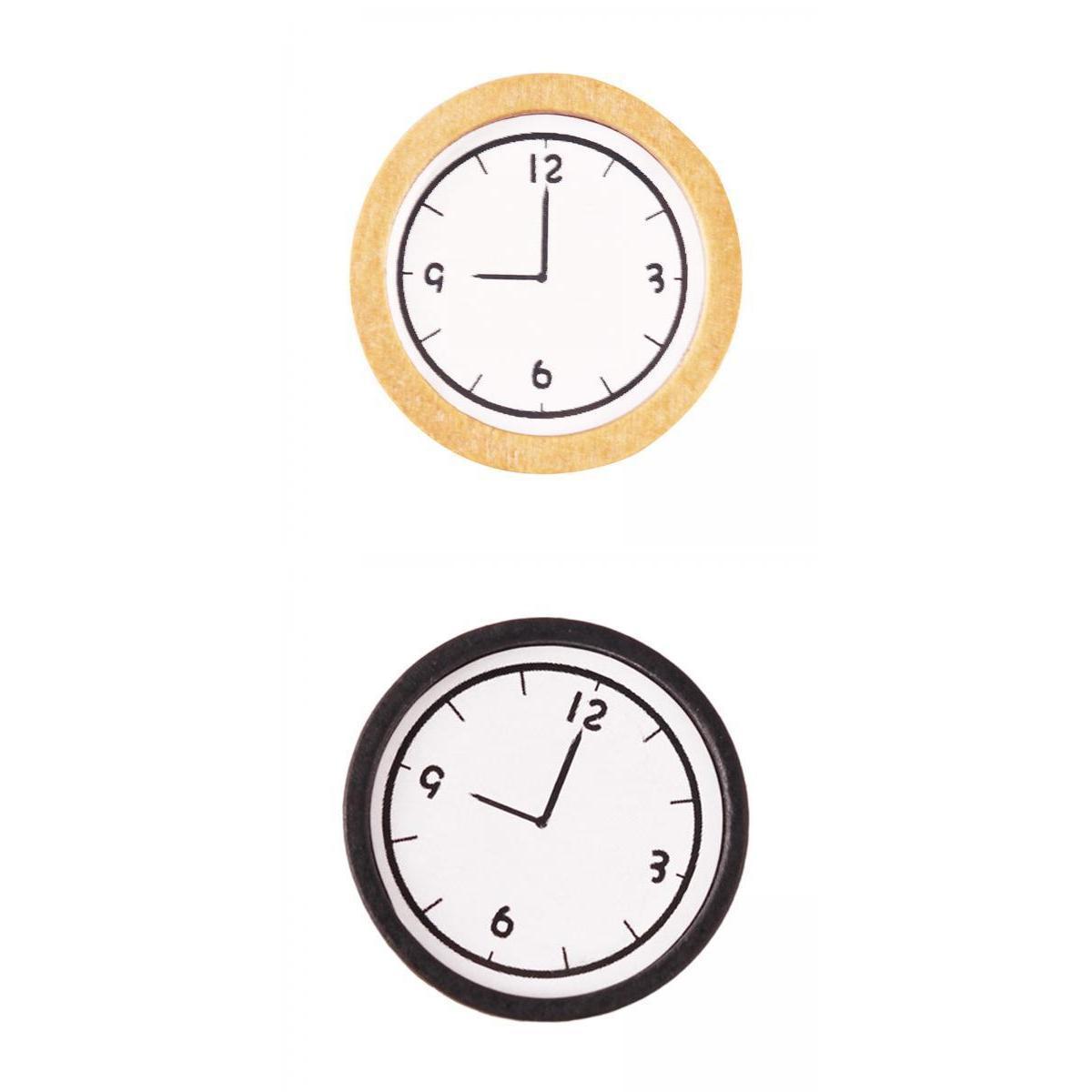 2PCS Round Wood Wall Clock Miniature for 1:12 Dollhouse Furniture Model Toy