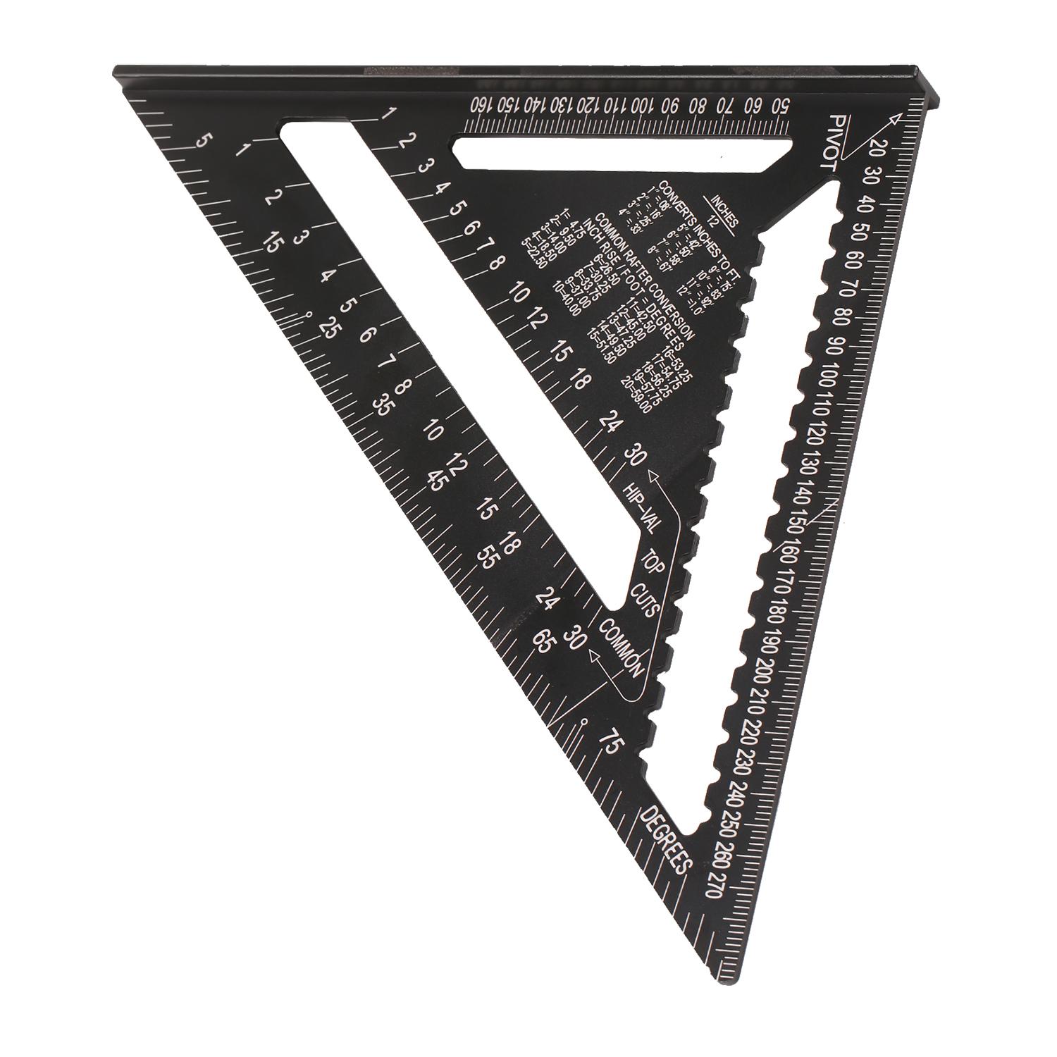 12 Inch Rafter Square Aluminum Alloy Metric Triangle Ruler Double Scale Triangle Protractor Layout Gauge High Precision