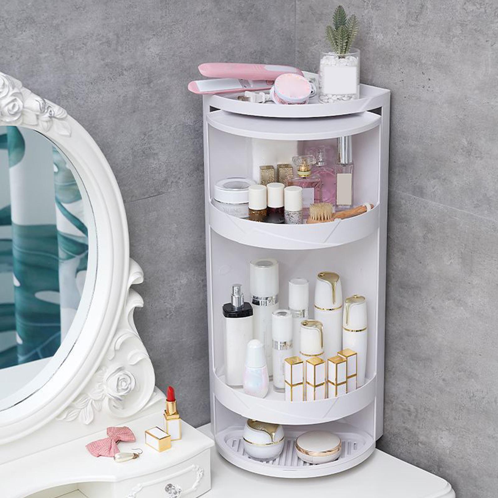 Rotating Triangle Shelf Cosmetic Storage Rack for Home Table Shower Bathroom