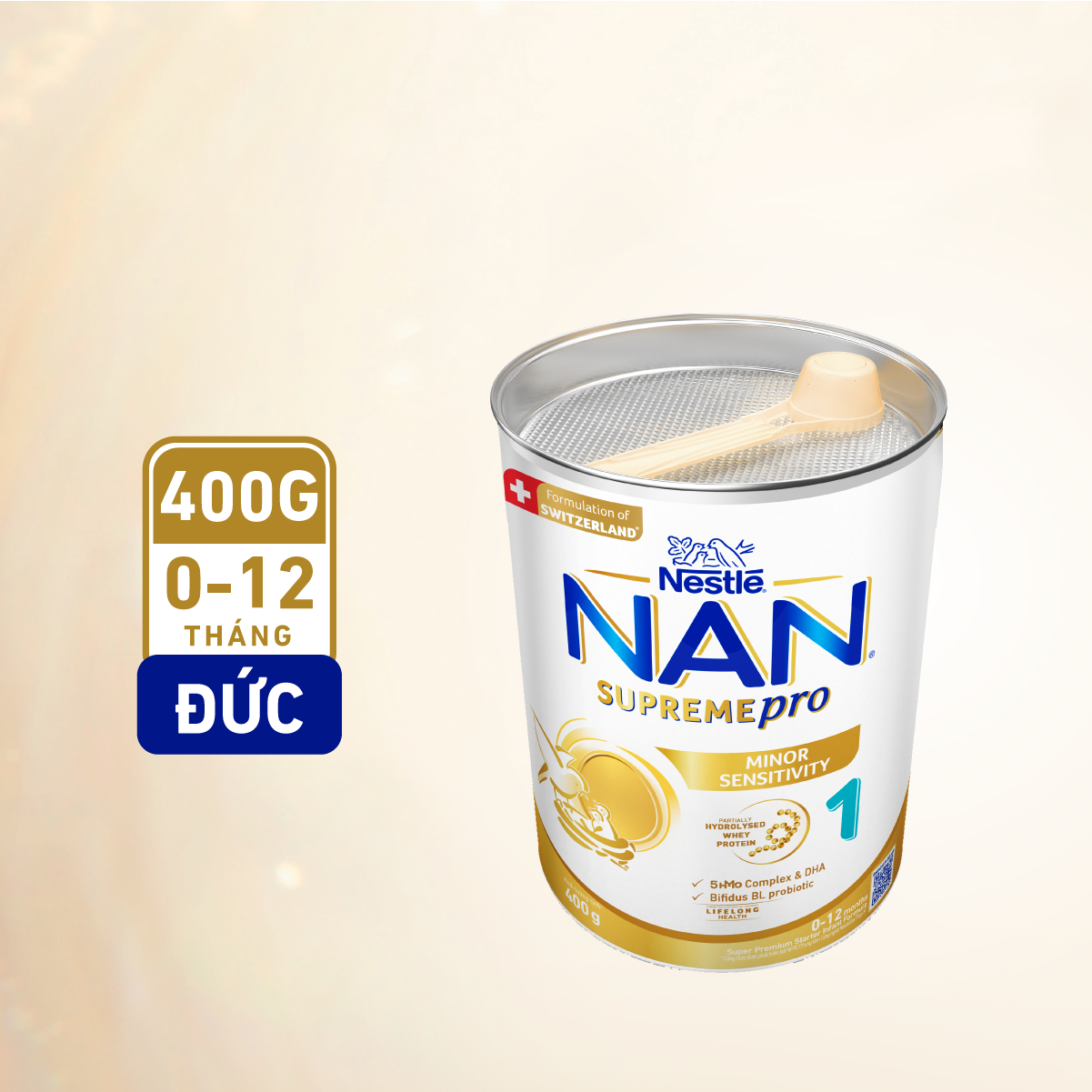 Sữa bột Nestlé NAN SUPREMEPRO 1 400g nhập khẩu Đức với 5HMO &amp; đạm Gentle Optipro ( Dành cho trẻ từ 0 - 12 tháng tuổi)