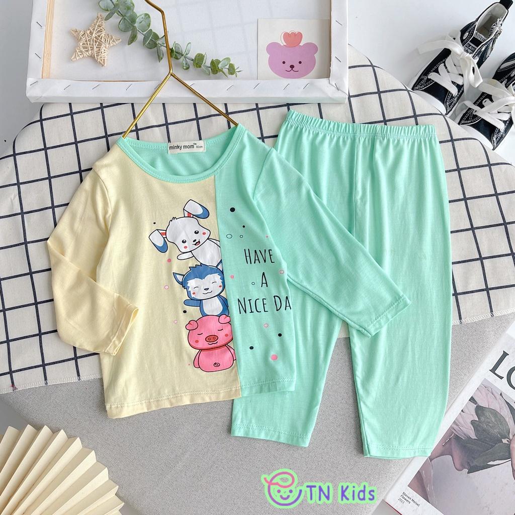 Bộ Dài Tay Thun Lạnh phối lạ mắt Mềm Mịn Thoáng Mát - Hàng Chuẩn Loại 1 Cho Bé Trai Bé Gái Từ 7-19kg