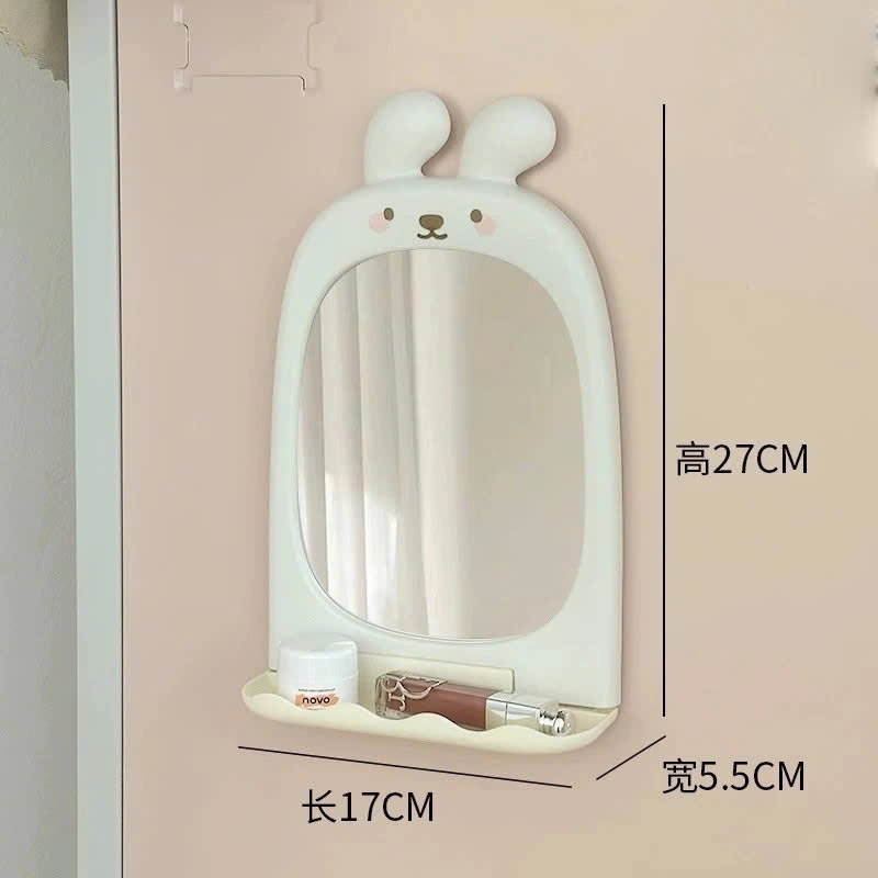 Gương Trang Điểm Treo Tường Hình Thỏ Có Kệ – Gương Skincare Dễ Thương, Tiện Lợi Cho Phòng Ngủ, Nhà Tắm HÀNG CHÍNH HÃNG MINIIN