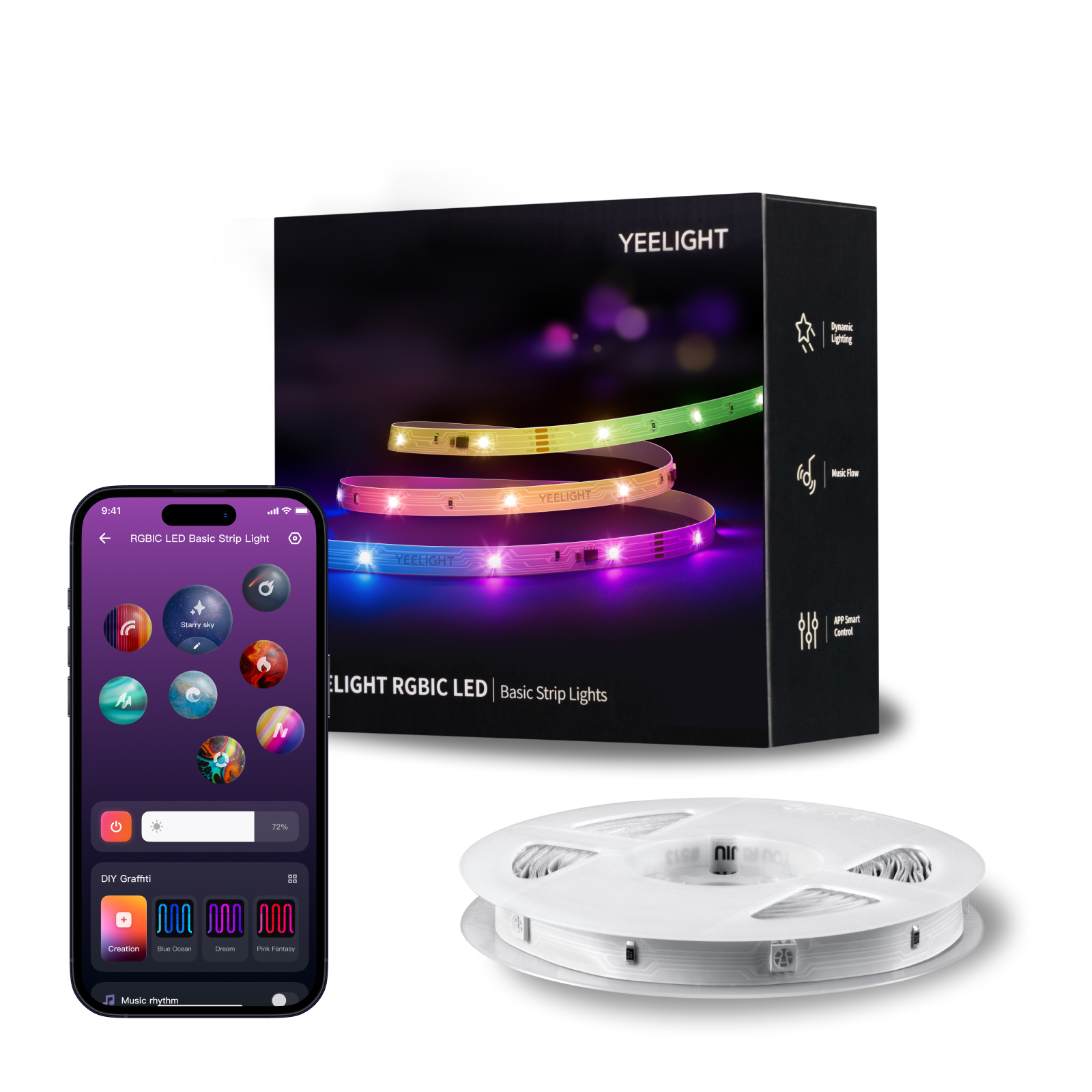 Đèn led dây Yeelight Aurora LED Basic Strip Lights - Đồng bộ nhạc, Điều khiển từ xa - Hàng chính hãng
