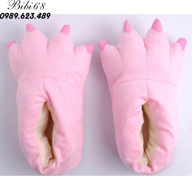 Giày Dép bông bộ Đồ thú khủng long xanh liền thân lông mịn Pijama kiểu dáng Động Vật Hoạt Hình Cosplay