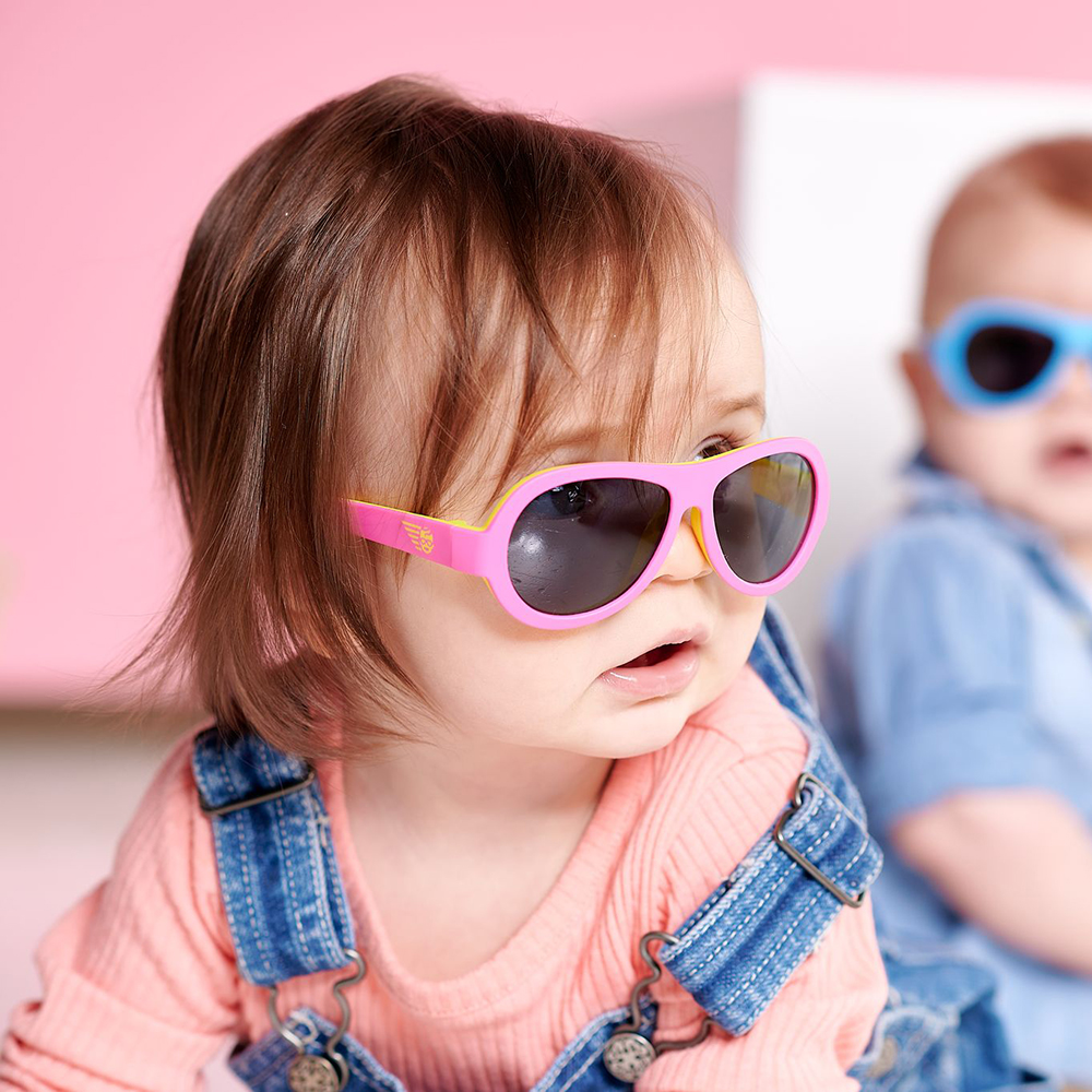 Kính chống tia cực tím phi công hai màu Babiators - Pink Lemonade, cho bé 3-5 tuổi